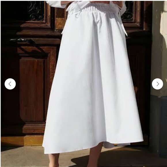 Zara white Poplin high waisted Midi Skirt Size L NEW WITH TAG! - Picture 7 of 11